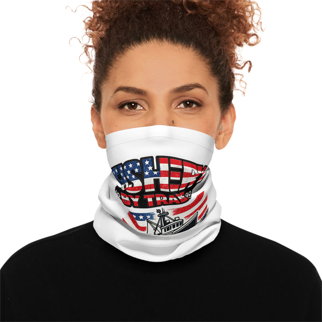 Fishing Neck Gaiter — "Fishery by Trade" American Flag Boat Face Mask