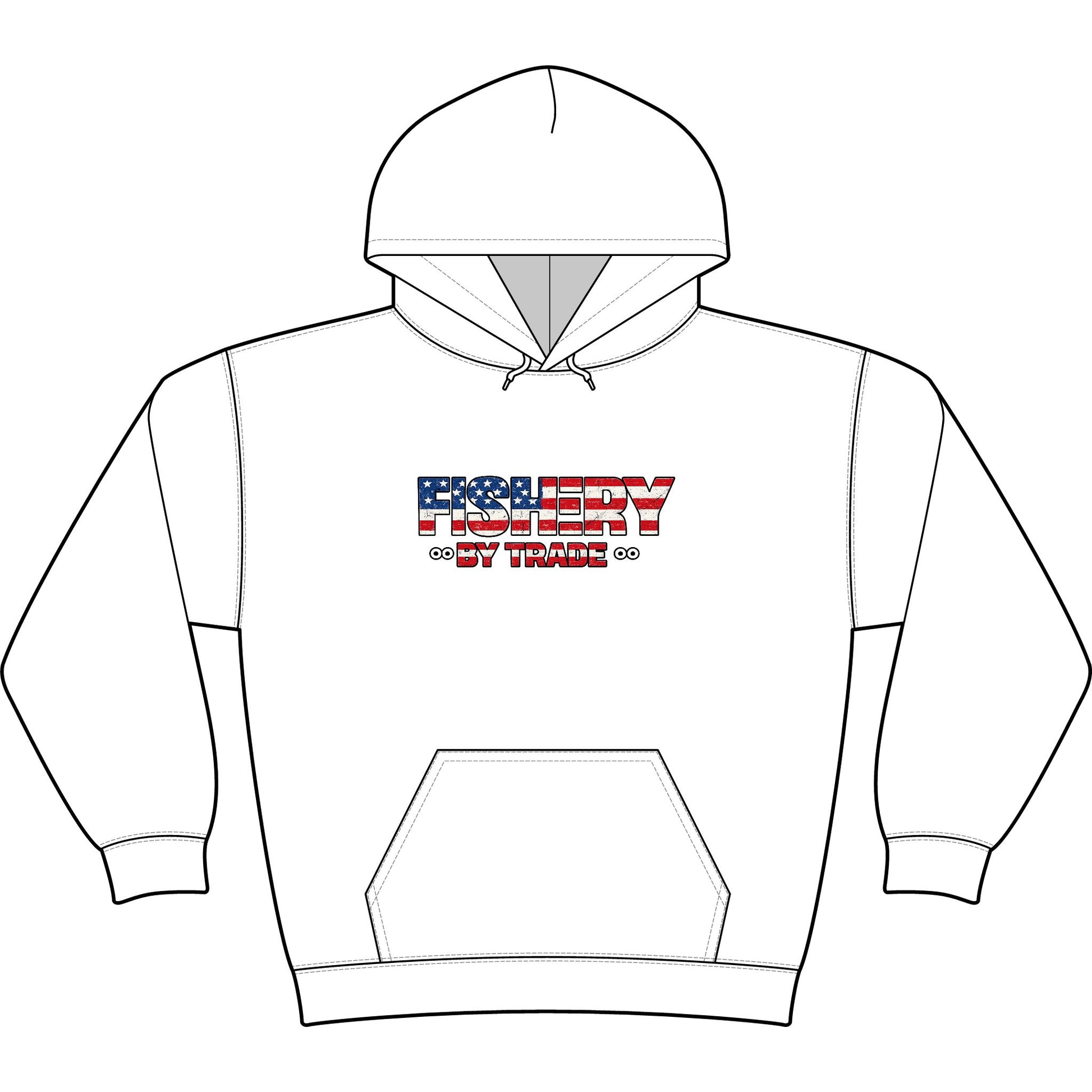 Fishing Hoodie — American Flag "Fishery" Heavyweight Hooded Sweatshirt