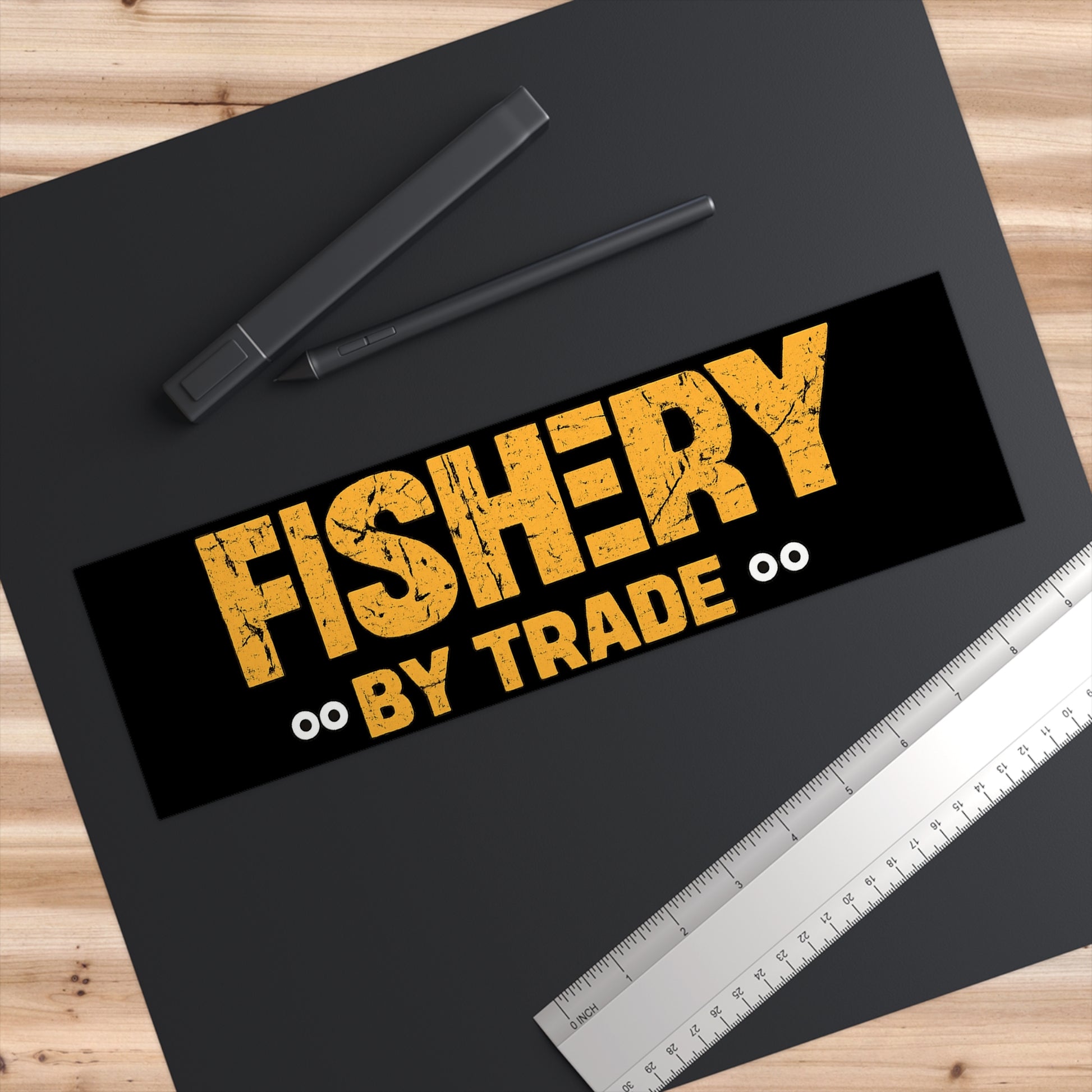 Fishery By Trade Bumper Sticker — Vintage Fisherman Decal
