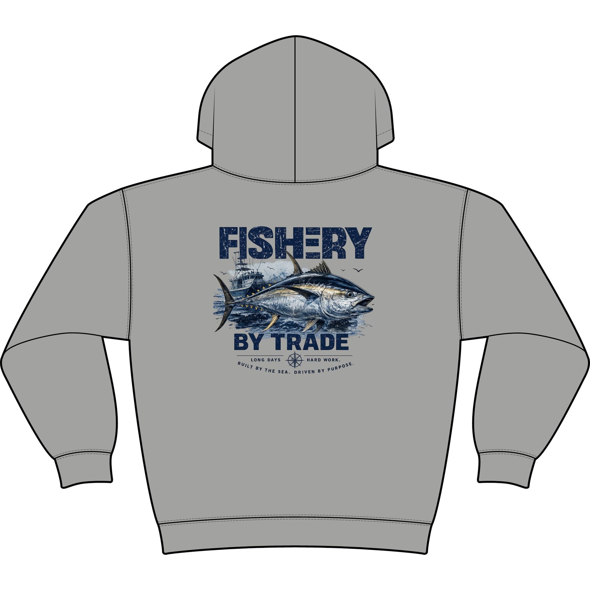 Copy of Fishery By Trade Hoodie – Vintage Tuna Fishing Graphic Pullover