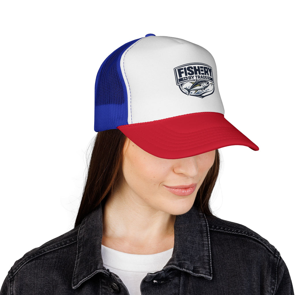 Fishery By Trade Trucker Hat — Vintage Fishing Logo Cap