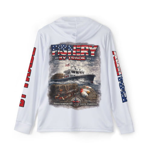 Fishing Crew Warmup Hoodie — American Flag Trawler Graphic