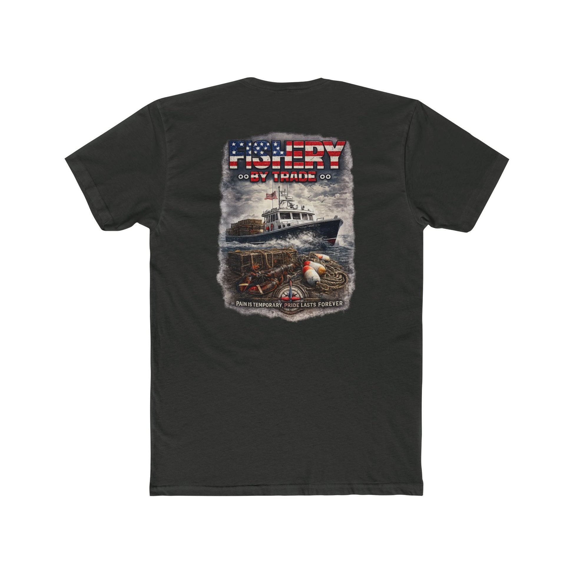 Fishing By Trade T-Shirt — American Flag Nautical Graphic Tee