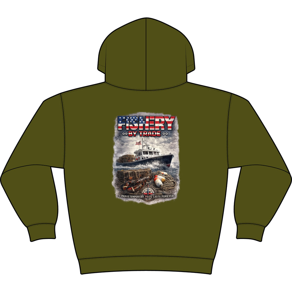 Fishing Hoodie — American Flag "Fishery" Heavyweight Hooded Sweatshirt