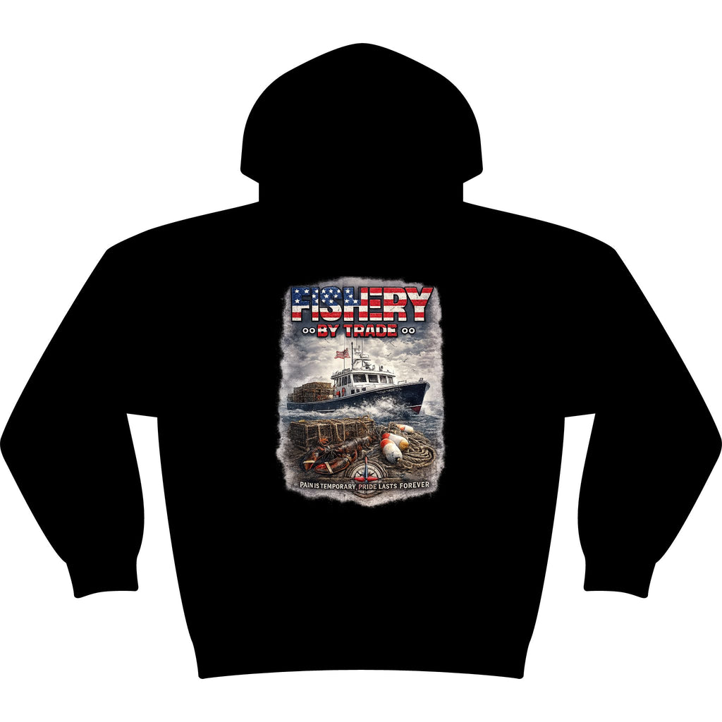 Fishing Hoodie — American Flag "Fishery" Heavyweight Hooded Sweatshirt