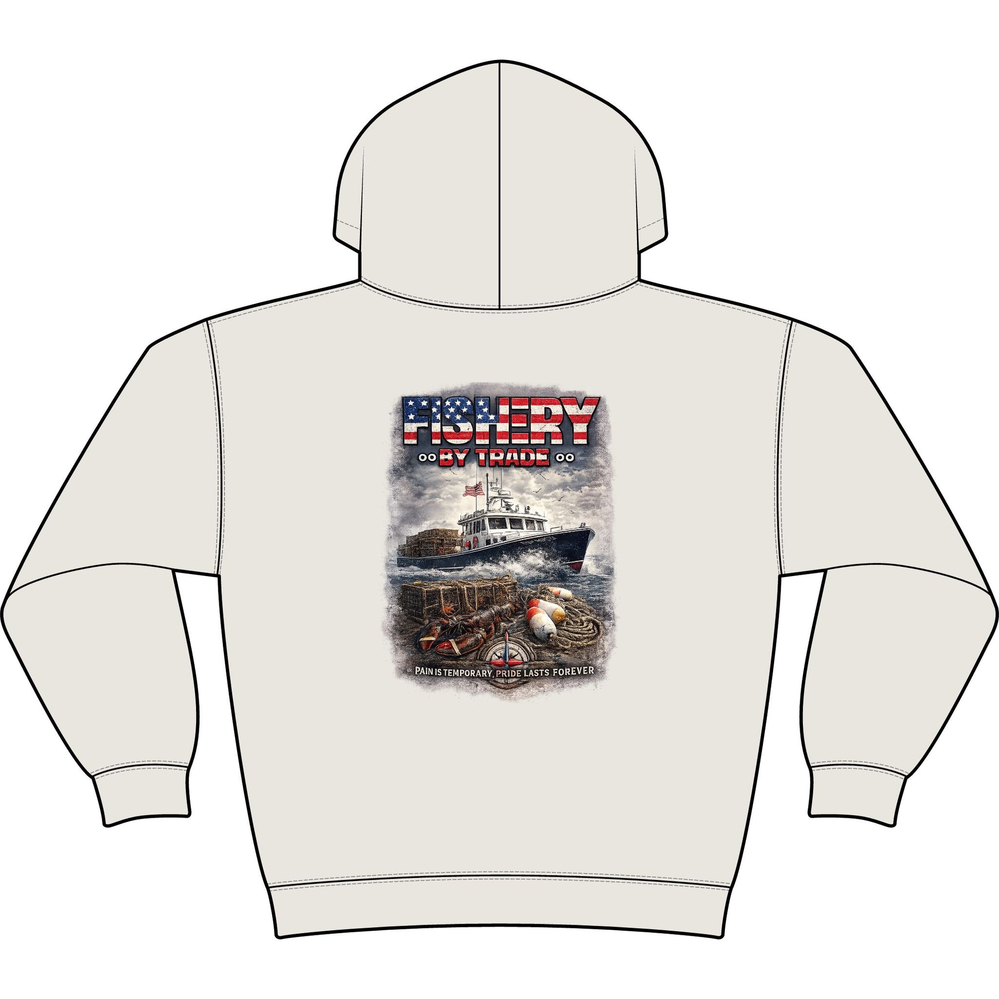 Fishing Hoodie — American Flag "Fishery" Heavyweight Hooded Sweatshirt