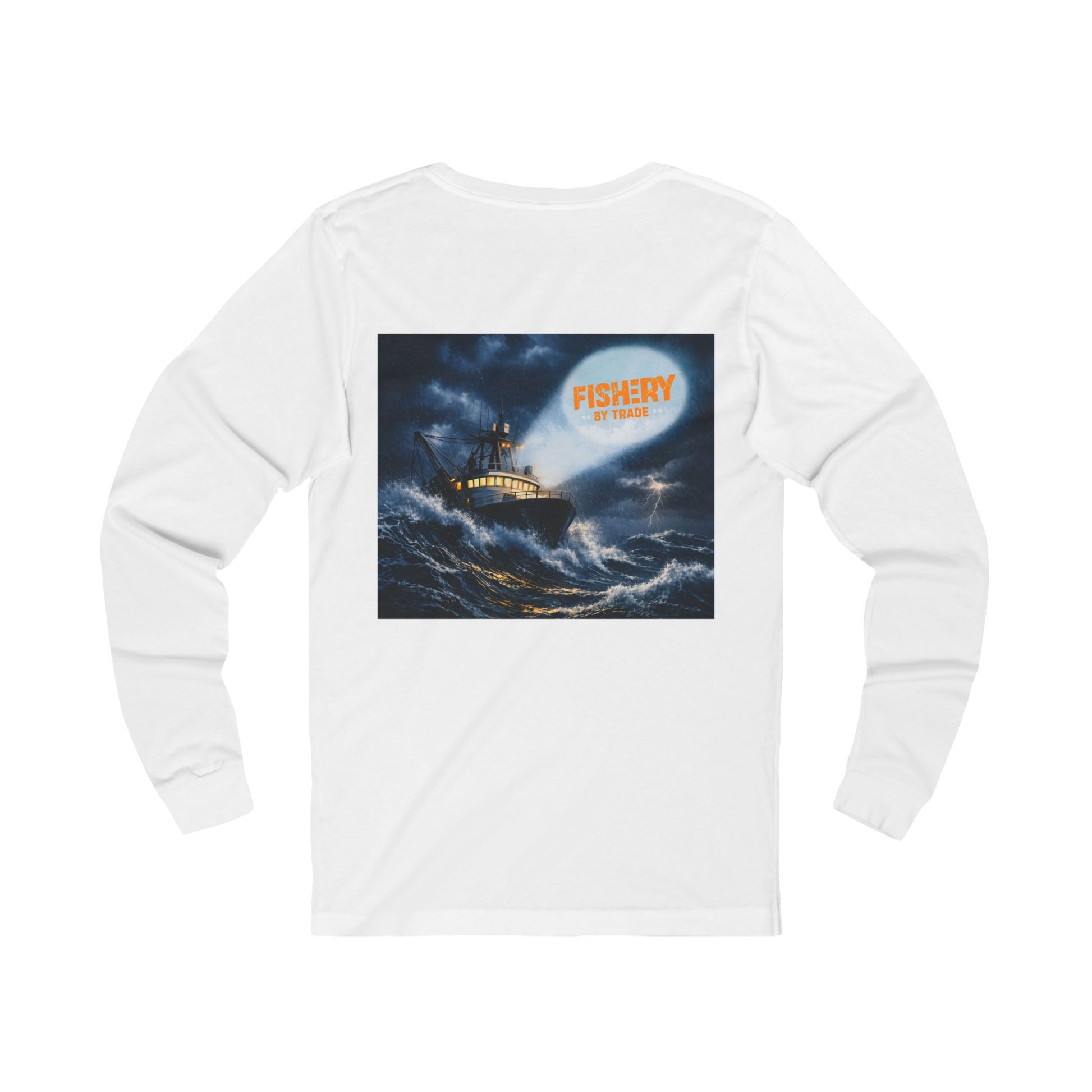 Fishery By Trade Rough Seas - White Long Sleeve T-Shirt