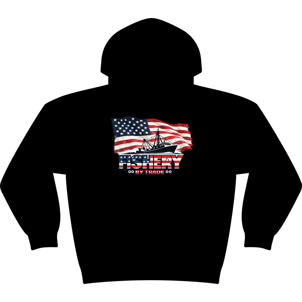 Fishing Hoodie - American Flag 'Fishery' Patriotic Fishing Pullover