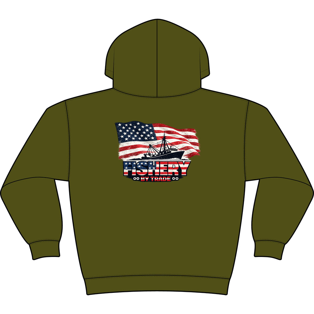 Fishing Hoodie - American Flag 'Fishery' Patriotic Fishing Pullover