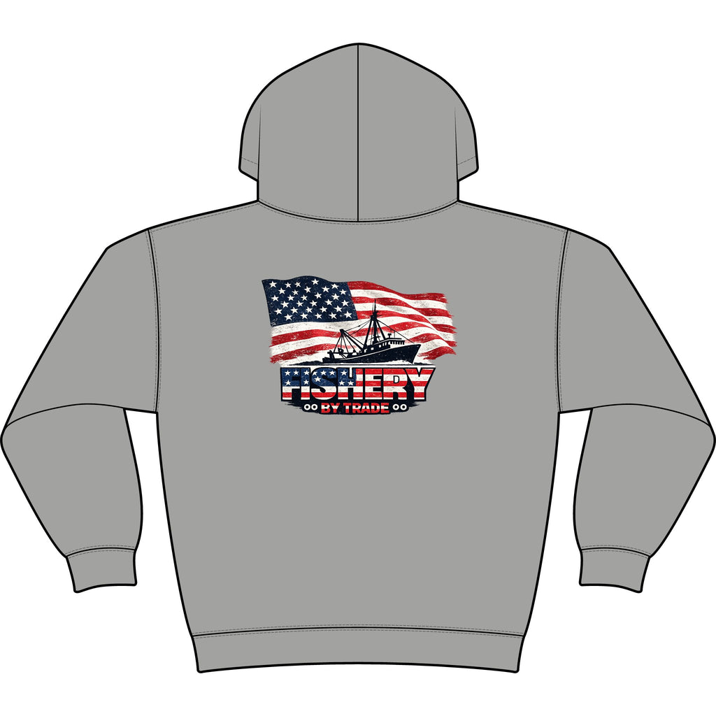 Fishing Hoodie - American Flag 'Fishery' Patriotic Fishing Pullover