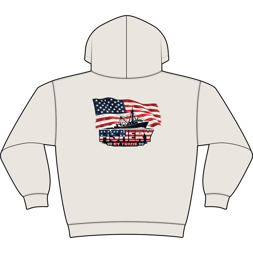 Fishing Hoodie - American Flag 'Fishery' Patriotic Fishing Pullover