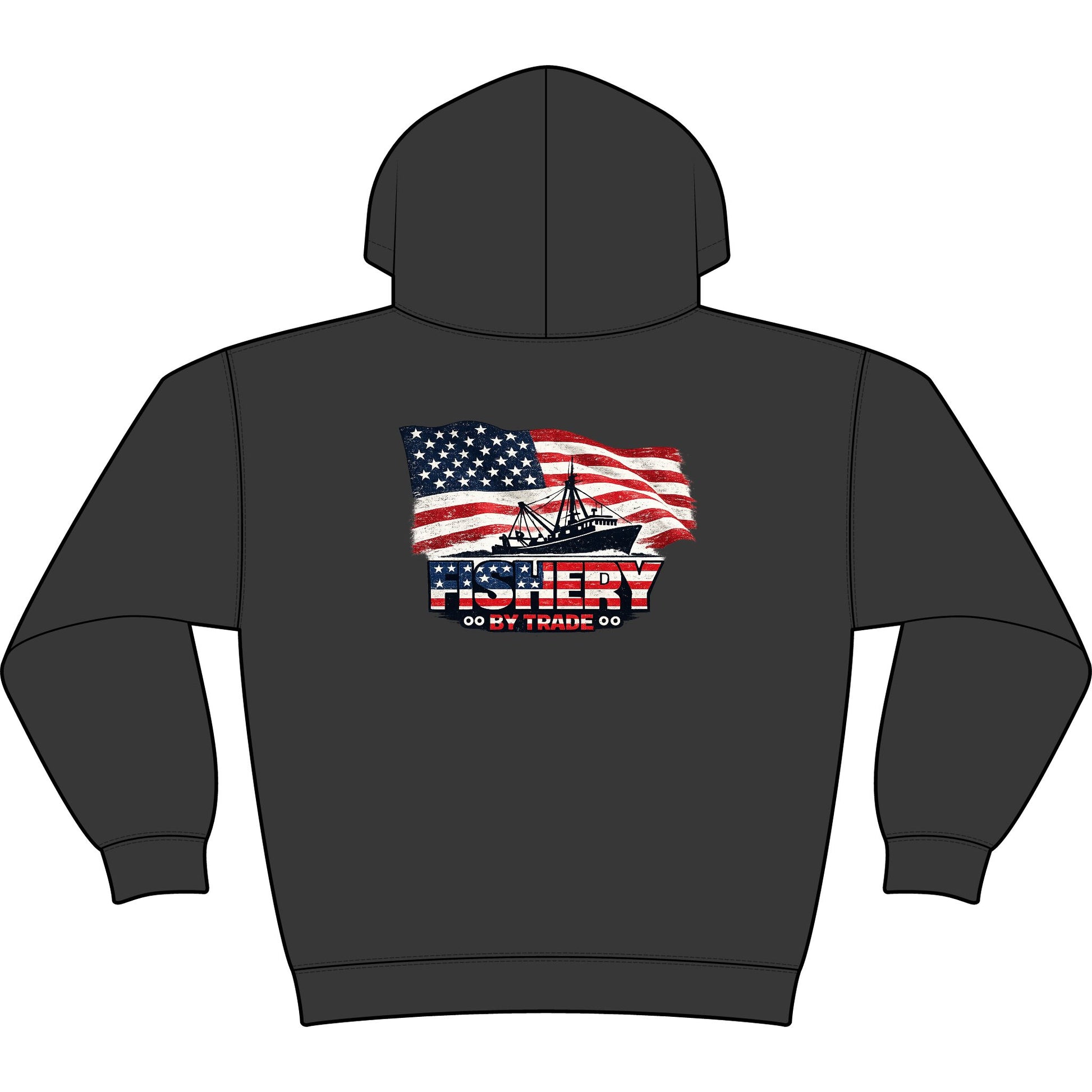 Fishing Hoodie - American Flag 'Fishery' Patriotic Fishing Pullover