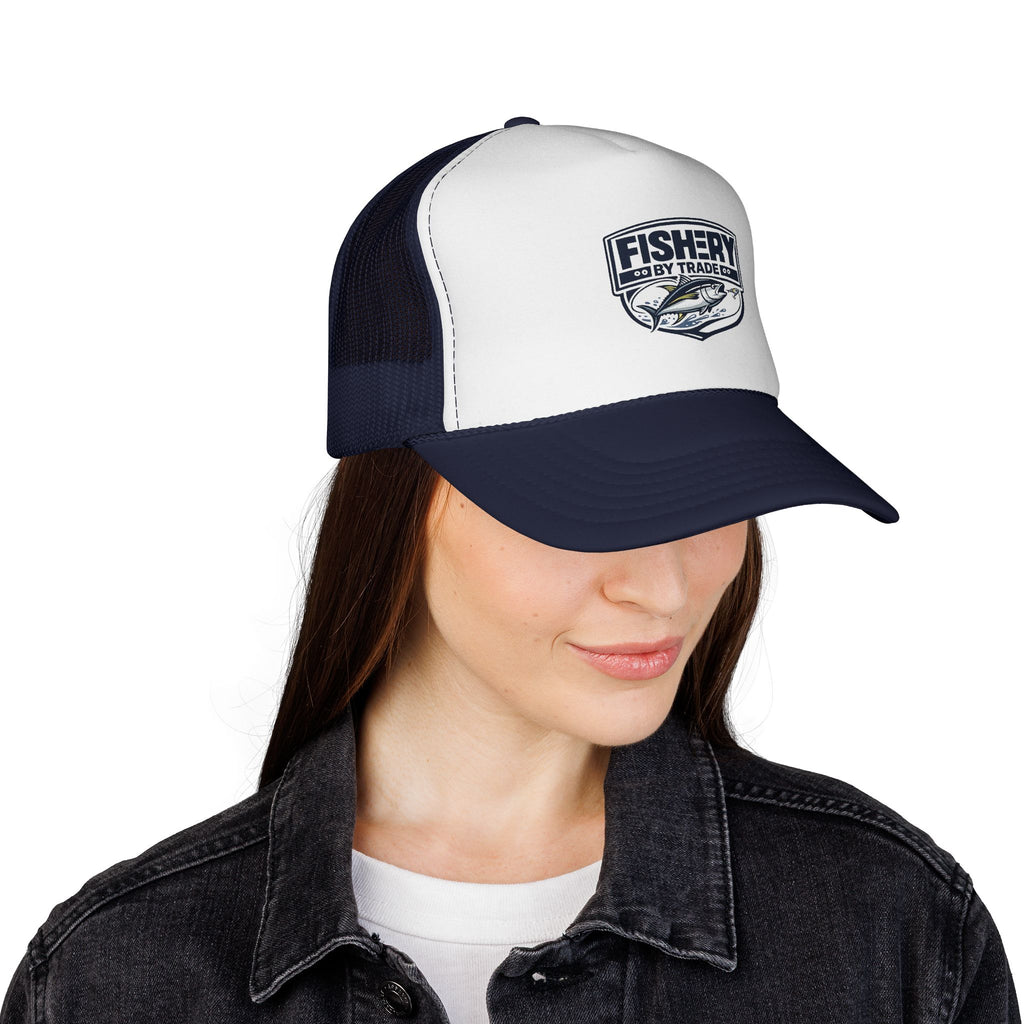 Fishery By Trade Trucker Hat — Vintage Fishing Logo Cap