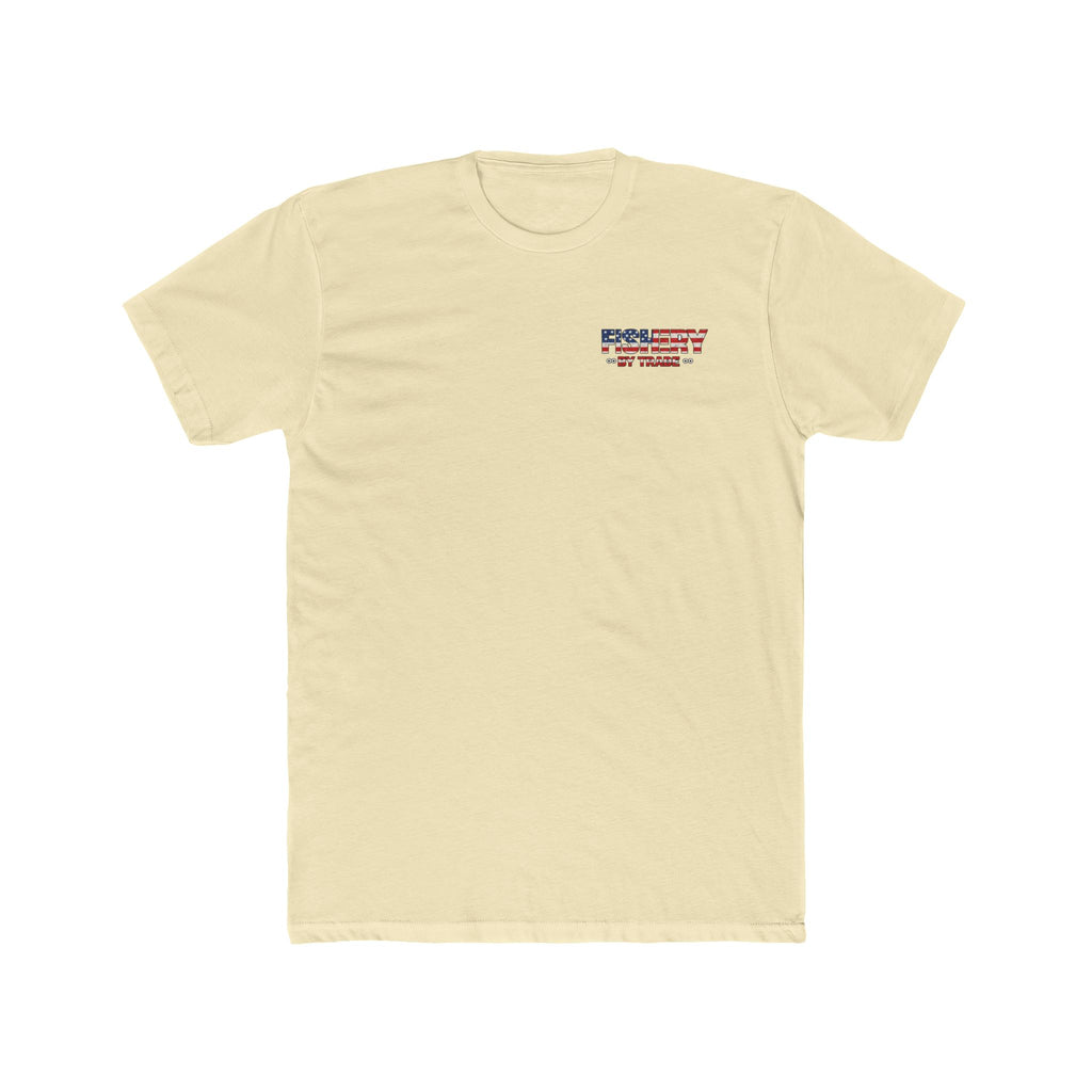 Fishing Tee – American Flag Shrimp Boat "Fishery Do My Farming?" Graphic Shirt