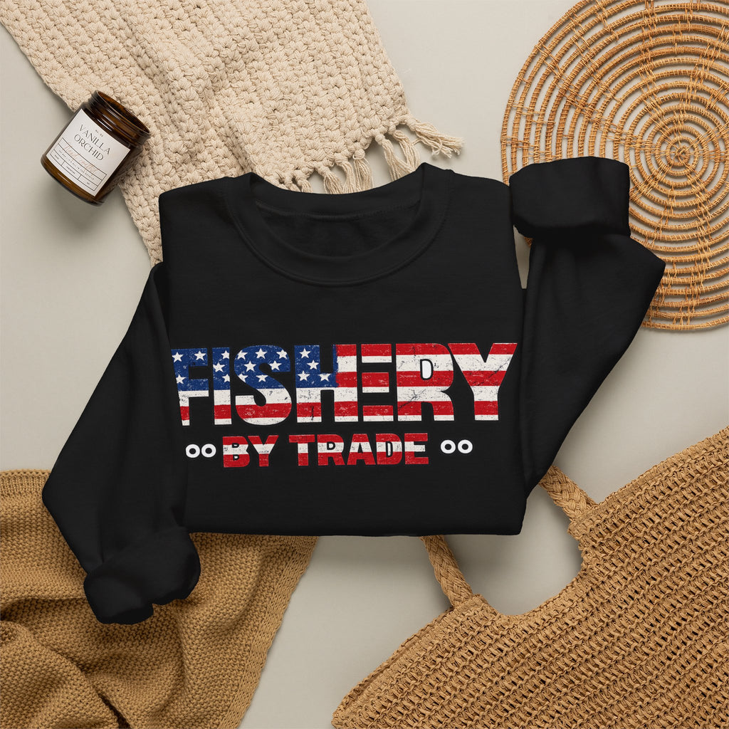(American Trawler) Fishing Crewneck Sweatshirt — "Fishery By Trade"