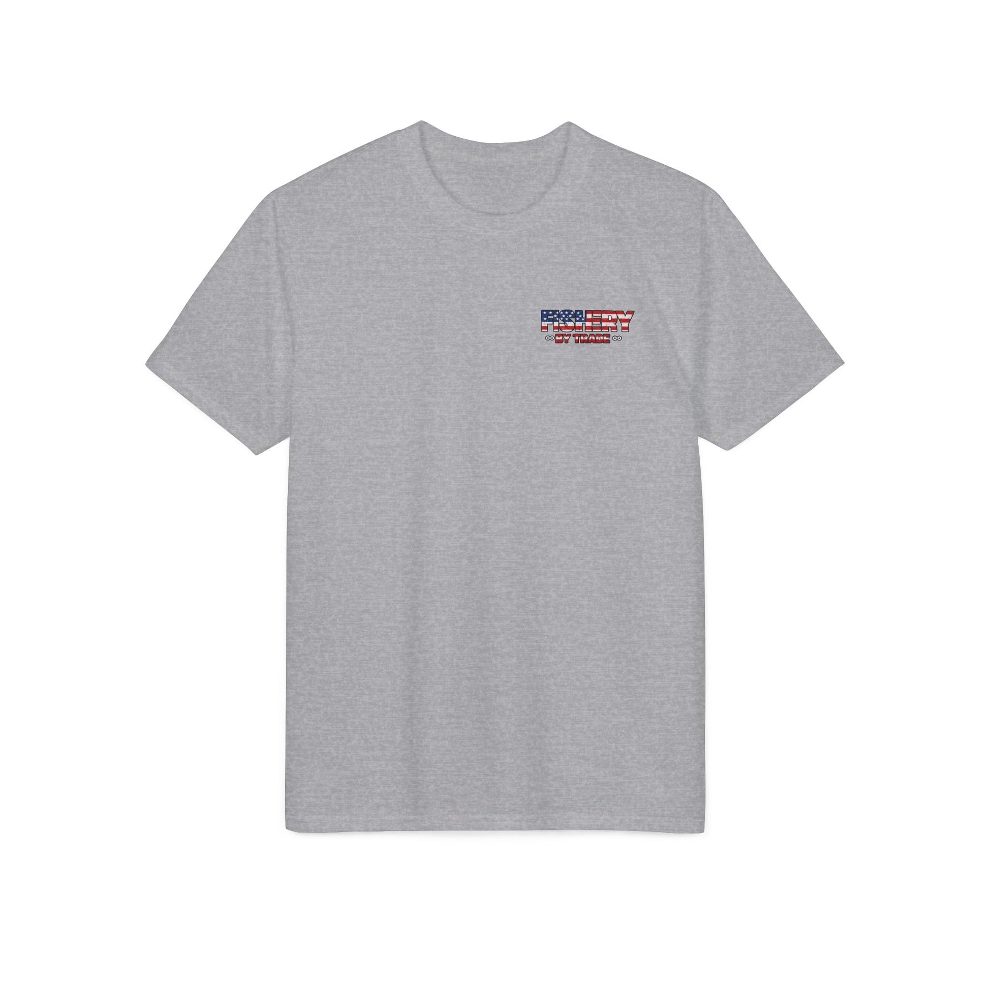 Fishing Boat T-Shirt — American Flag Fishery Graphic Tee for Anglers & Patriotic Outdoorsmen