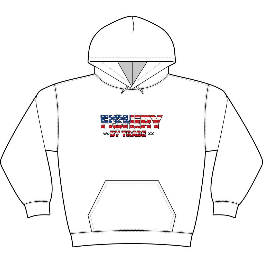 Fishing Hoodie - American Flag 'Fishery' Patriotic Fishing Pullover