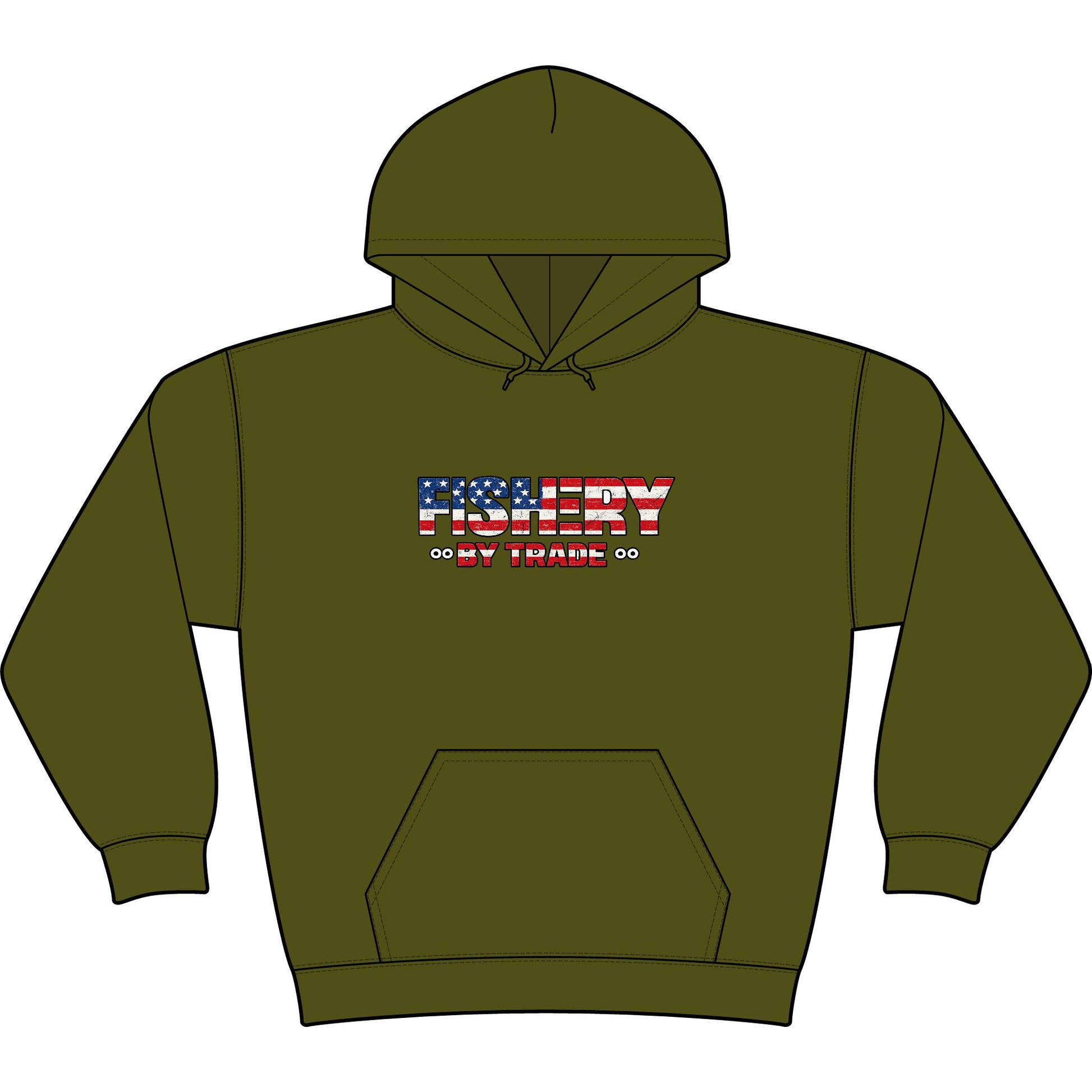 Fishing Hoodie - American Flag 'Fishery' Patriotic Fishing Pullover