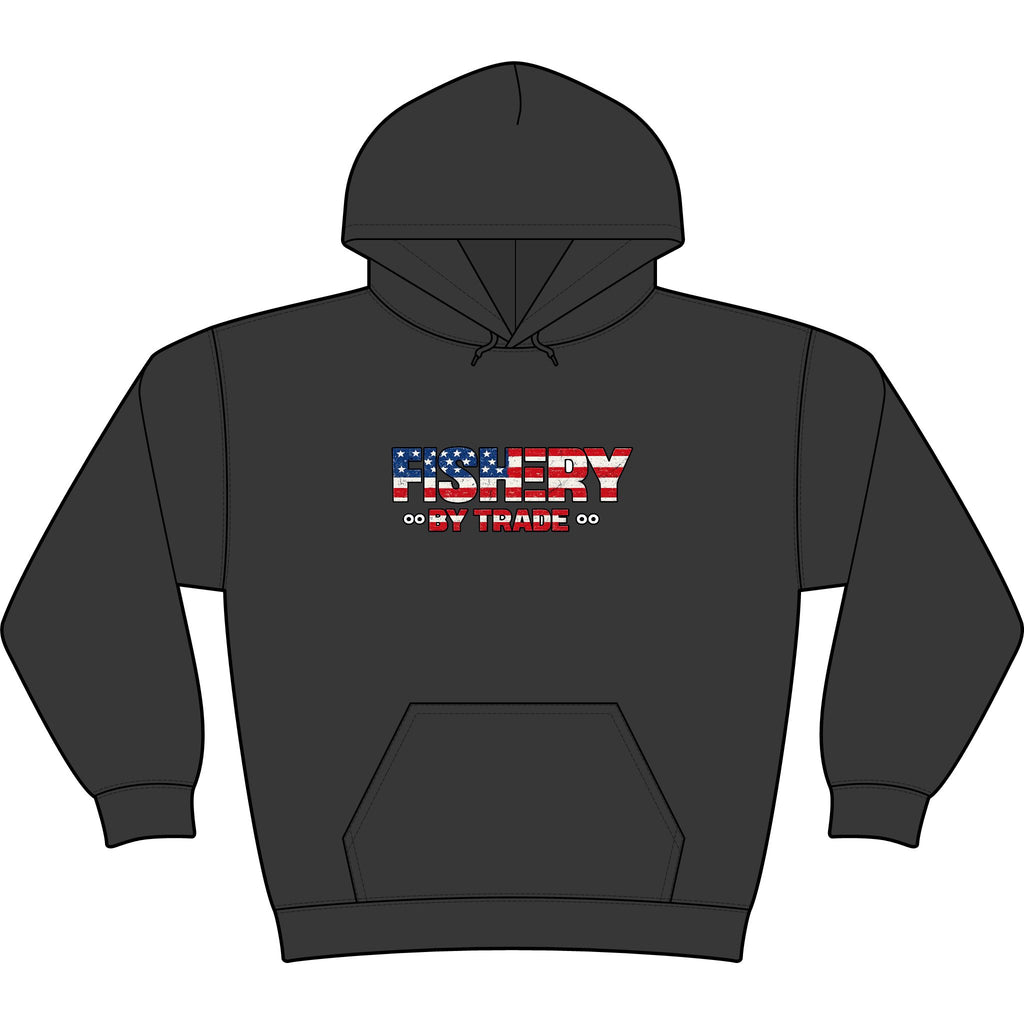 Fishing Hoodie - American Flag 'Fishery' Patriotic Fishing Pullover