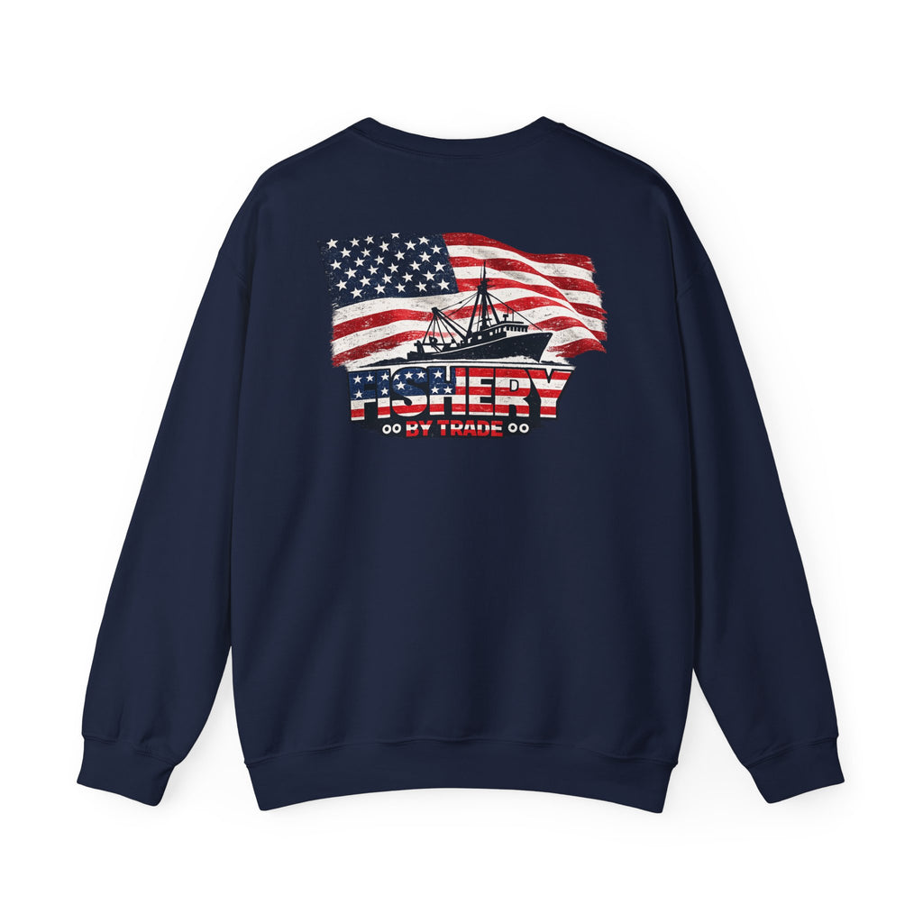 (American Trawler) Fishing Crewneck Sweatshirt — "Fishery By Trade"