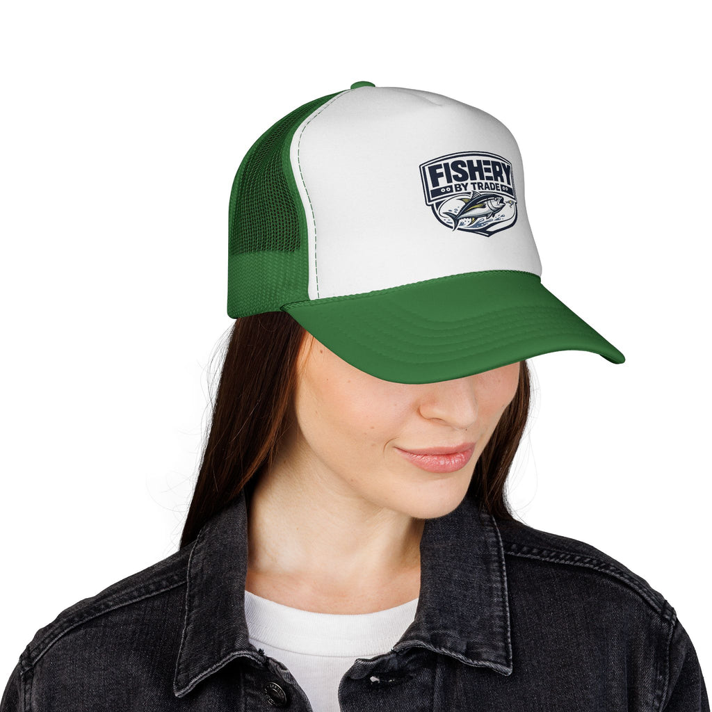 Fishery By Trade Trucker Hat — Vintage Fishing Logo Cap