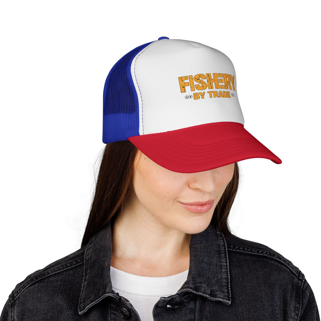 Official Fishery By Trade Logo Trucker Hat — Vintage Fishing Logo Cap