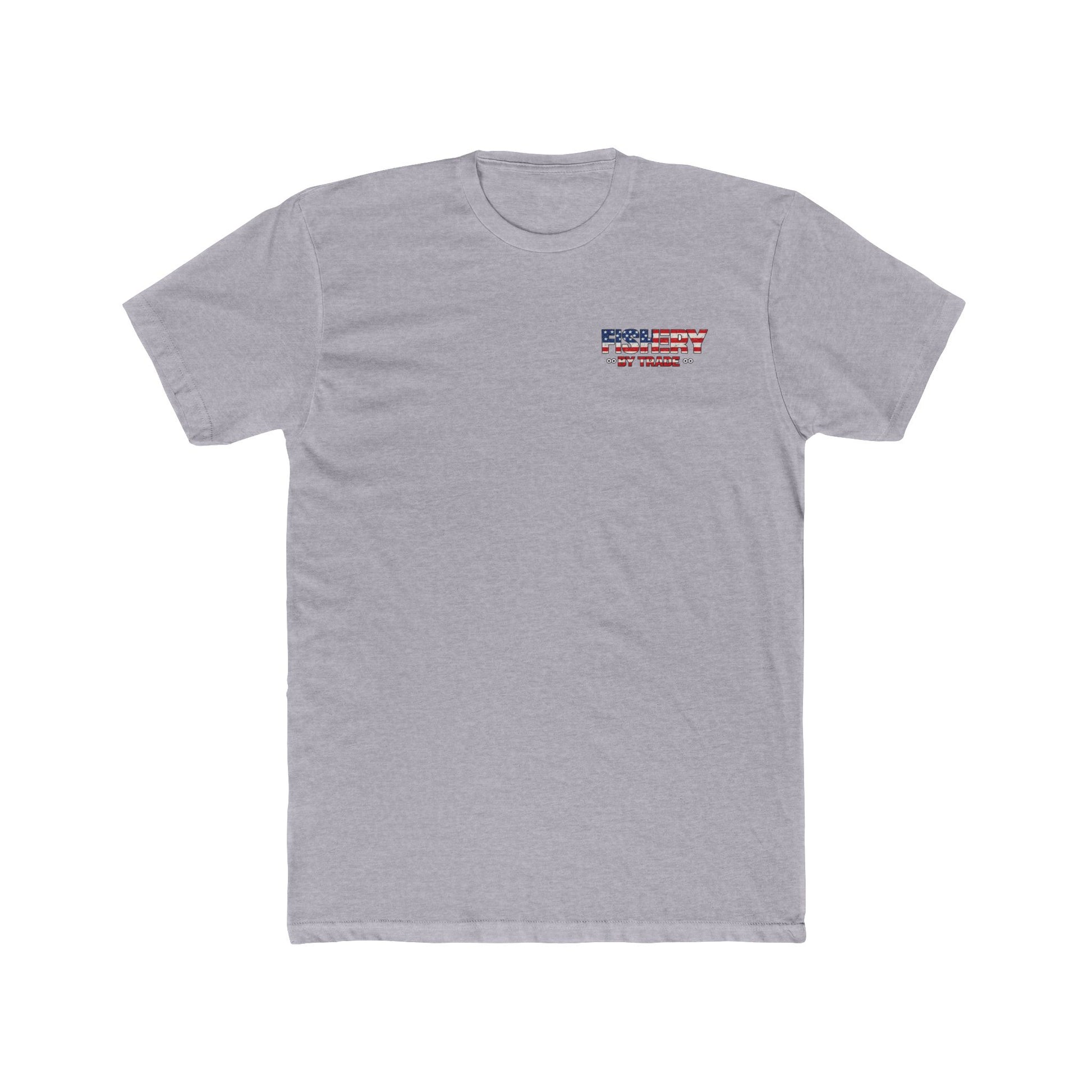 Fishing Tee – American Flag Shrimp Boat "Fishery Do My Farming?" Graphic Shirt